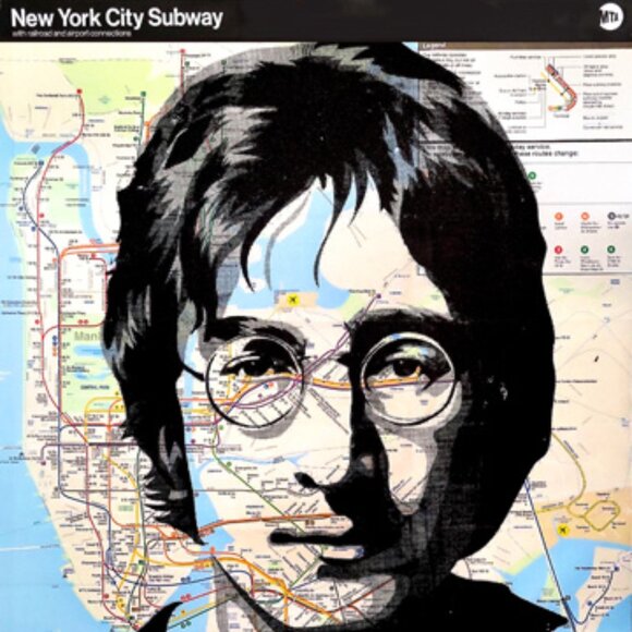 Rare John Lennon NYC Subway Map Art Metal Sign 8ร12" Limited Edition - Picture 3 of 7